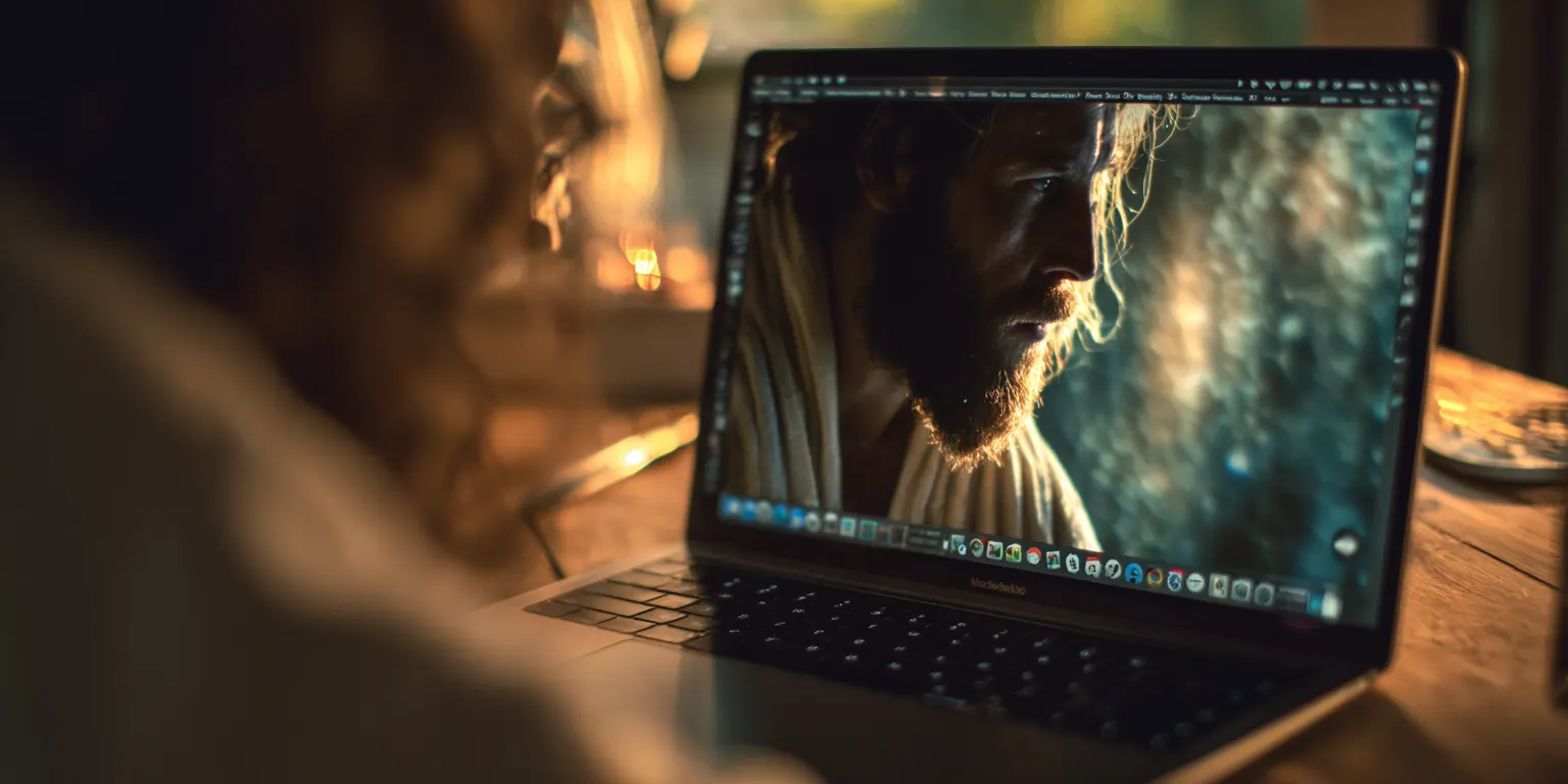 Biblical figure in a stock video frame